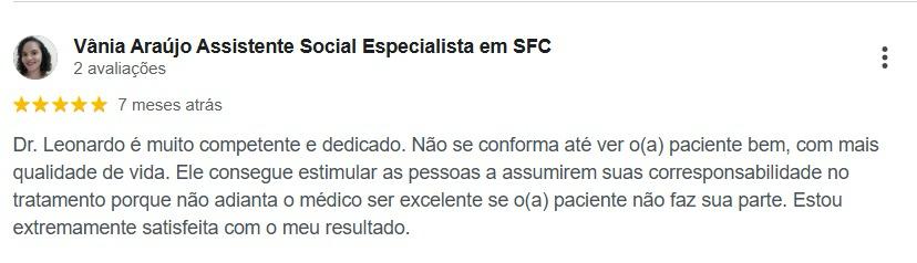 Avaliação 5 estrelas de Vânia Araújo no Google