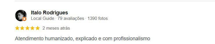 Avaliação 5 estrelas de Italo Rodrigues no Google